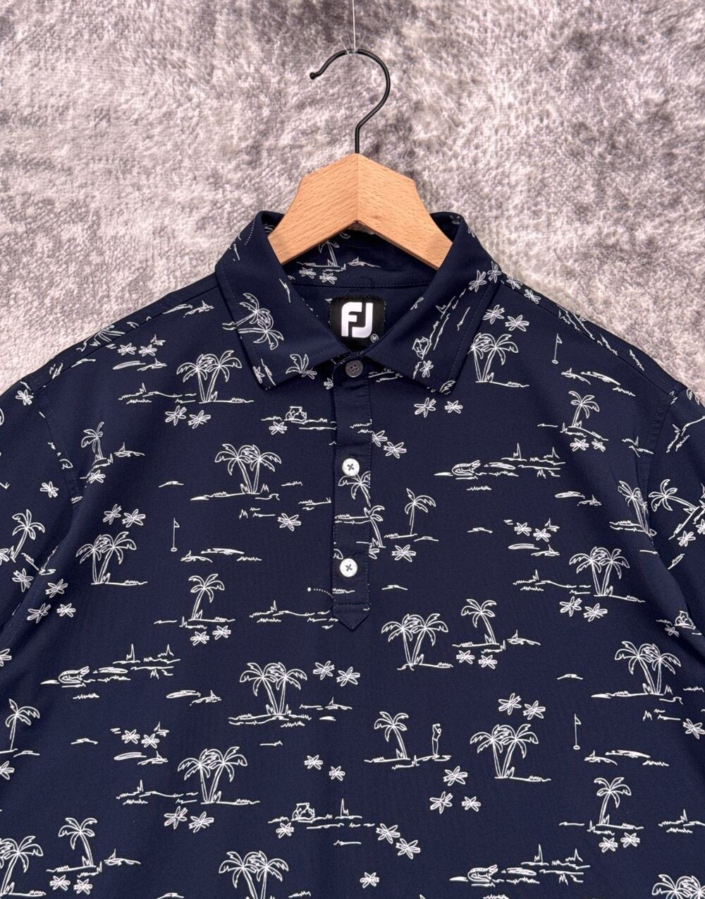 Footjoy Polo Shirt Medium Mens Blue Beach Golf Scene San Jose